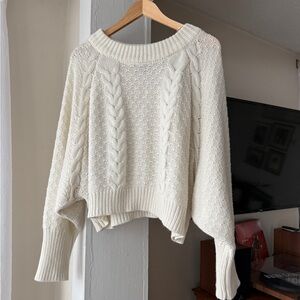 Cozy Cable Knit Sweater - Cream
